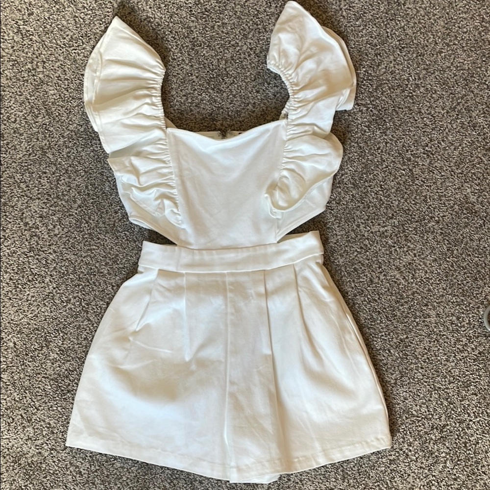 White Ruffled Romper